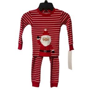 Carters Kids 2T Red‎ White Striped Santa Pajama Set Long Sleeve Cotton